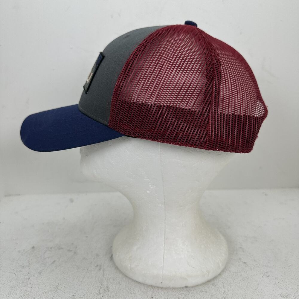 KAVU Logo Patch Trucker Hat Adjustable Snapback Cap Navy Maroon Gray - Picture 3 of 9